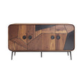Modern Geometric Wooden Sideboard with Black Accents