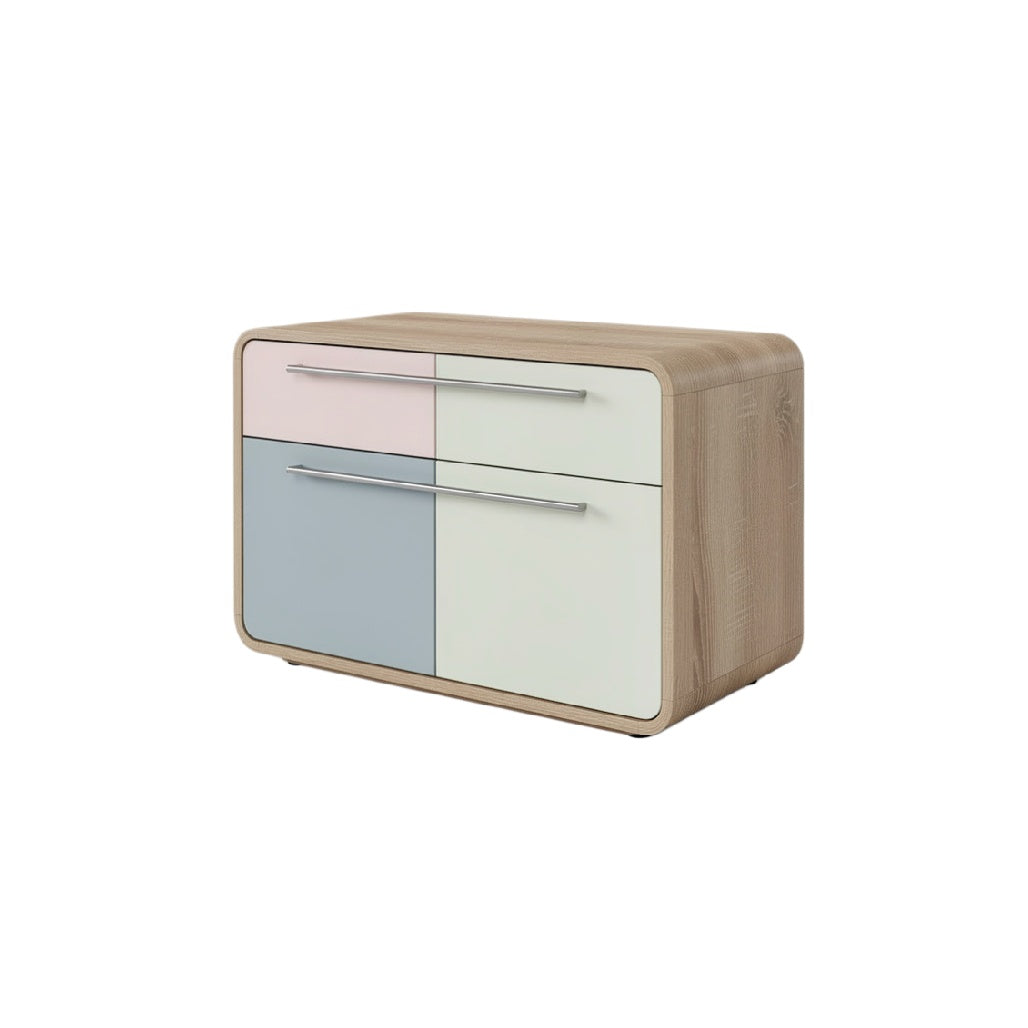 Modern Minimalist Wooden Storage Cabinet with Colorful Drawers