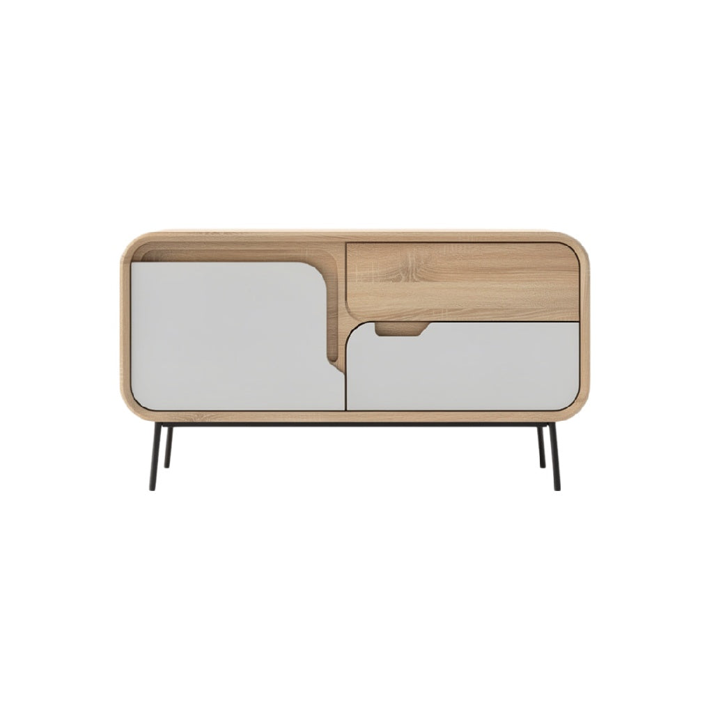 Modern Minimalist Wooden Sideboard with Drawer and Storage Compartments